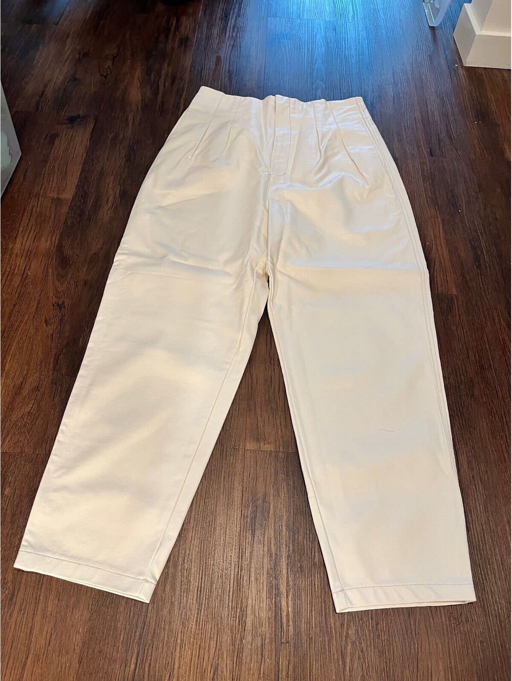 Free People Cream faux leather ankle pants